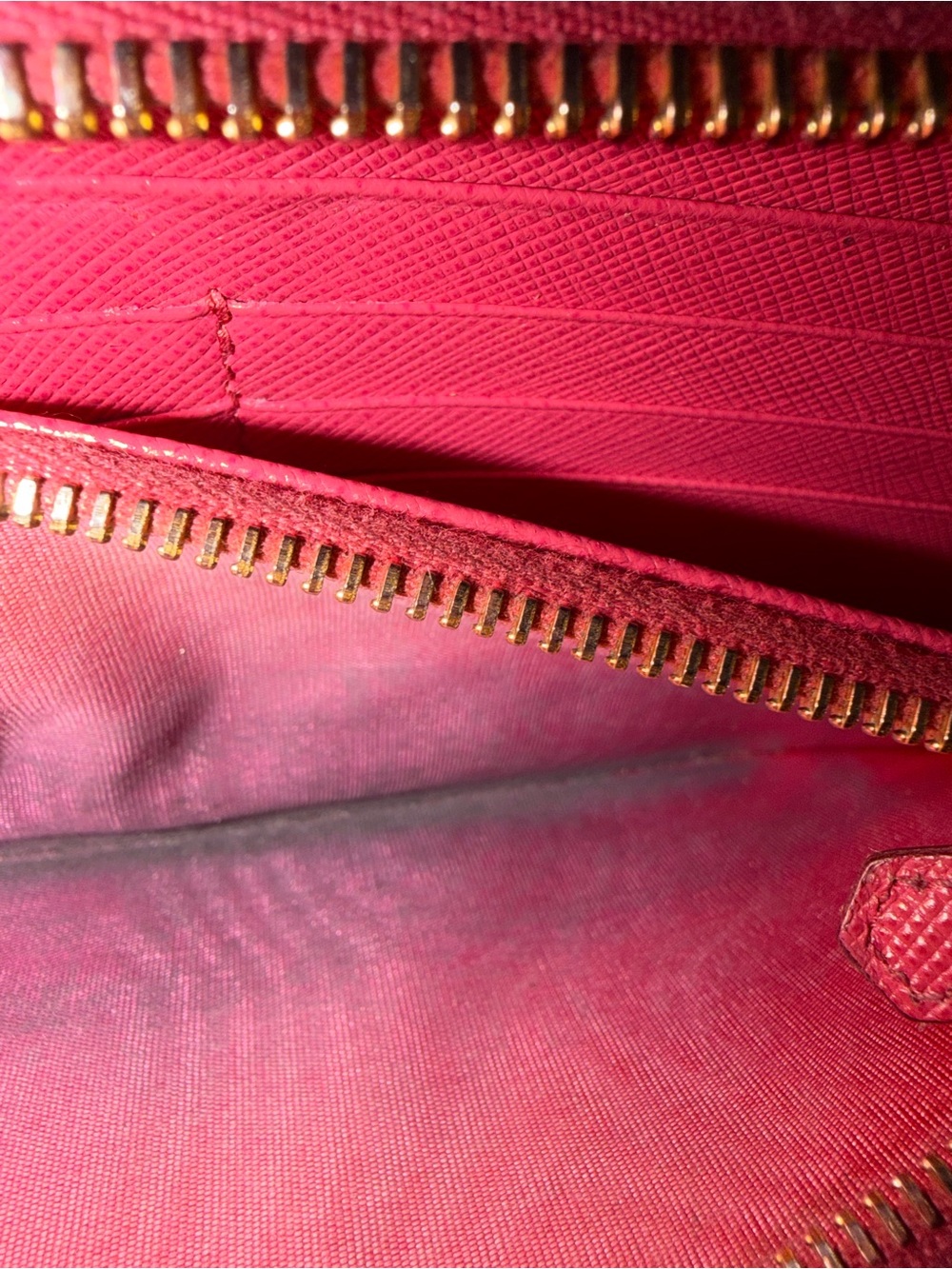 Prada Hot Pink Saffiano Zip Wallet w| Gold Logo - Picture 14 of 16